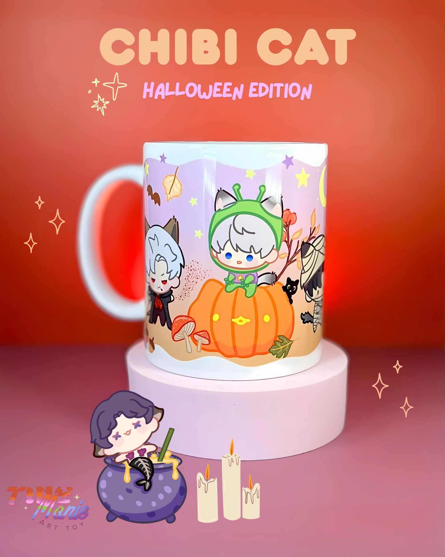 Mug Love and deepspace Chibi cat Halloween edition