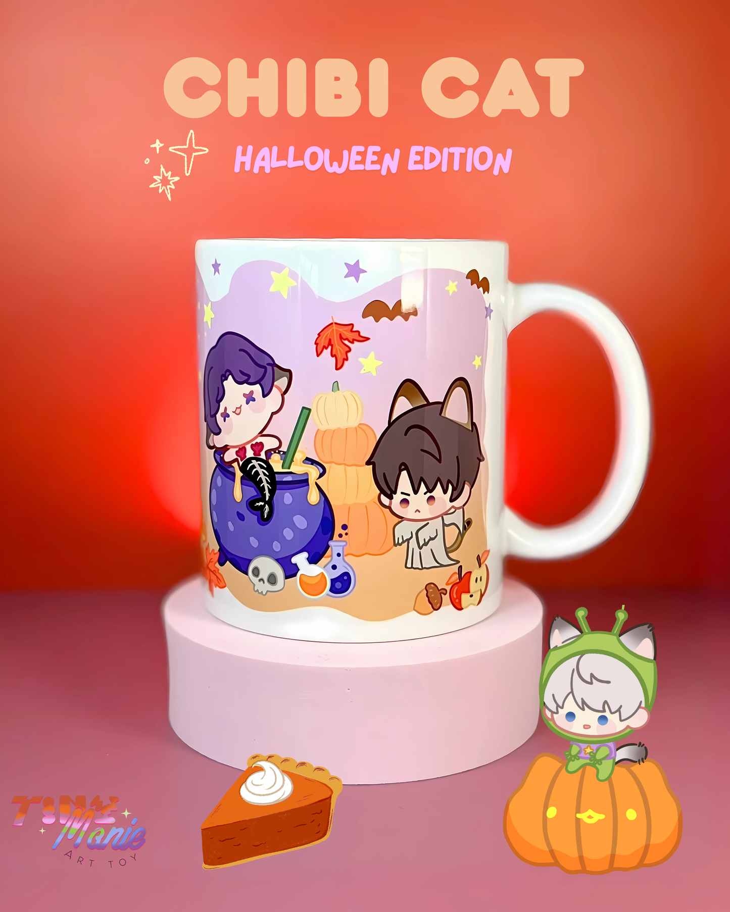 Mug Love and deepspace Chibi cat Halloween edition